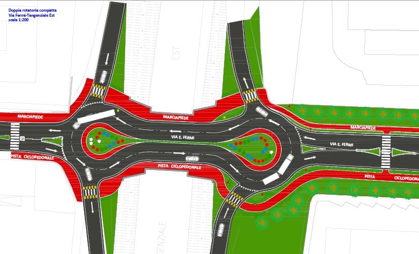 comune. PROGETTATE DUE ROTATORIE TRA VIA FERMI E LO SVINCOLO DELLA TANGENZIALE EST: IN ARRIVO I FINANZIAMENTI