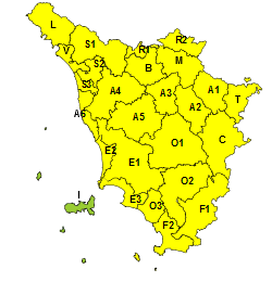 CODICE GIALLO PER TEMPORALI FORTI E RISCHIO IDROGEOLOGICO PER VENERDI 4 NOVEMBRE