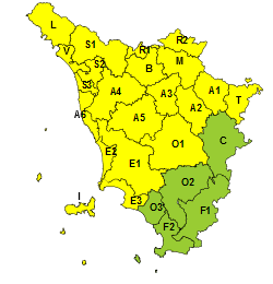 maltempo. CODICE GIALLO PER PIOGGE E TEMPORALI LUNEDÌ 24 MAGGIO