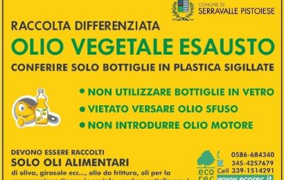 serravalle. QUATTRO NUOVI PUNTI DI RACCOLTA PER L’OLIO ALIMENTARE ESAUSTO