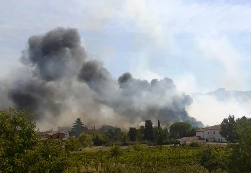 UN VASTO INCENDIO SULLE COLLINE TRA CATENA, COLLE E TIZZANA