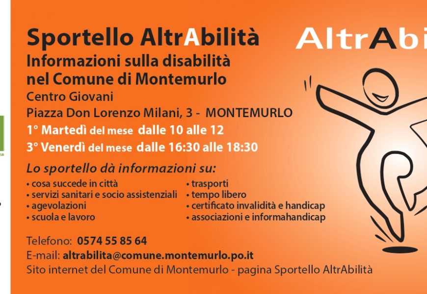 A MONTEMURLO NASCE LO SPORTELLO “ALTRABILITÀ”