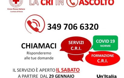 ATTIVO DA OGGI LO SPORTELLO “LA CRI IN ASCOLTO”