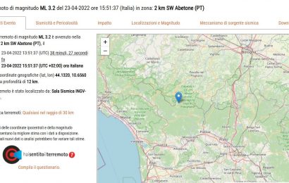 SCOSSA DI TERREMOTO CON EPICENTRO ALL’ABETONE