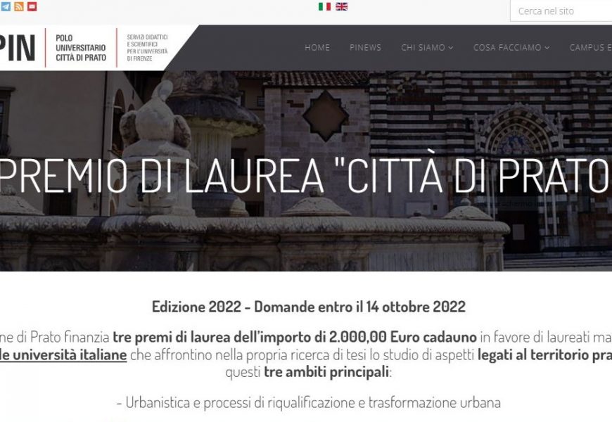 PREMIO DI LAUREA “CITTÀ DI PRATO”, AL VIA LA SECONDA EDIZIONE