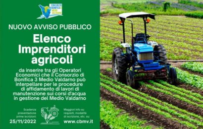 IL CONSORZIO MEDIO VALDARNO CHIAMA A RACCOLTA GLI IMPRENDITORI AGRICOLI PER I LAVOI SUI FIUMI