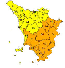 maltempo. CODICE ARANCIONE PER LA TOSCANA CENTRO-SUD