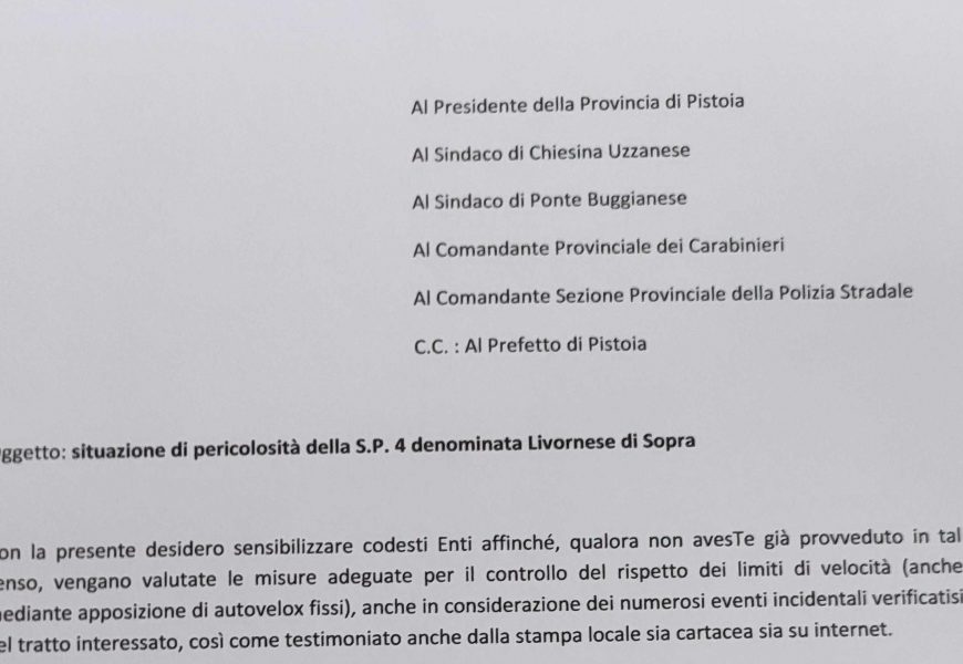 ponte buggianese. LUPORI (CENTRODESTRA): “LA PROVINCIALE LIVORNESE DI SOPRA NON  È SICURA”