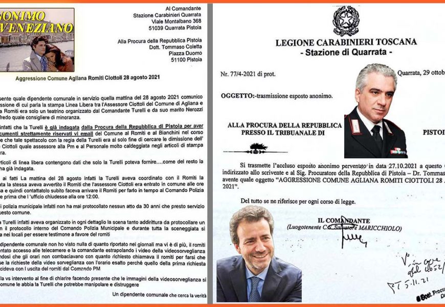 giustizia & anonimi. L’ASSESSORE-PICCHIATORE CIOTTOLI VA A GIUDIZIO E DAL FASCICOLO SPUNTANO DELLE VERE LECCORNIE SULLA “MUFFA” DELLE INDAGNI NEI DUE PROCESSI POLITICI CONTRO “LINEA LIBERA” E IL CASO “VIGILESSE DI AGLIANA”