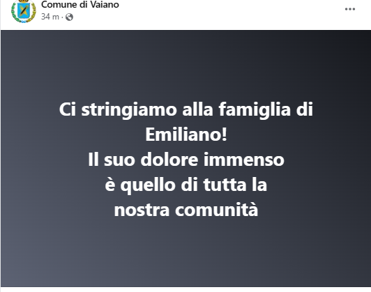 vaiano. TROVATO PRIVO DI VITA IL GIOVANE VENTIDUENNE SCOMPARSO GIOVEDÌ