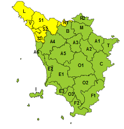 maltempo. CODICE GIALLO PER L’AREA DI NORD OVEST