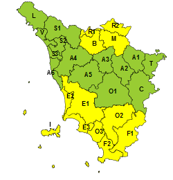 ANCORA PIOGGIA, CODICE GIALLO VENERDÌ 1 MARZO SU AREA APPENNINICA E TOSCANA SUD