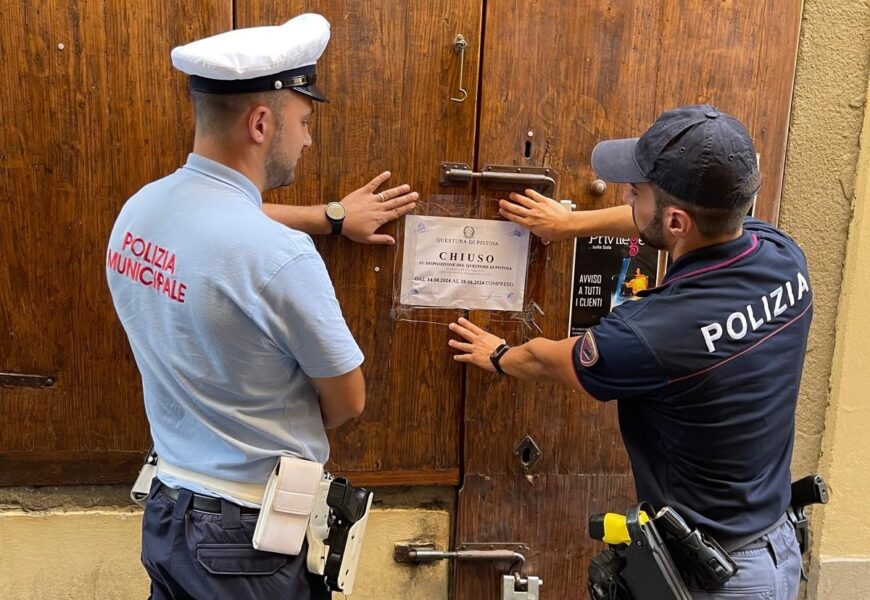 ALCOLICI AI MINORENNI, CHIUSO PER CINQUE GIORNI NOTO LOCALE DELLA MOVIDA PISTOIESE