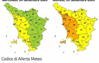 PIOGGIA E TEMPORALI FORTI, CODICE ARANCIONE SULLA COSTA E GIALLO NEL RESTO DELLA TOSCANA