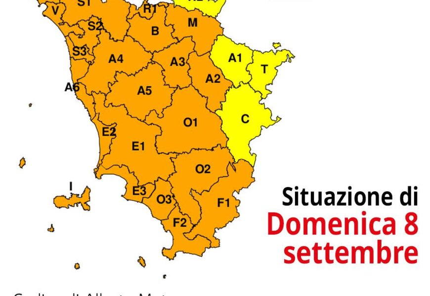 PIOGGIA E TEMPORALI FORTI SU COSTA E ZONE INTERNE, ALLERTA ARANCIONE DOMENICA 8 SETTEMBRE