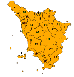 PIOGGIA E TEMPORALI, ALLERTA ARANCIONE ESTESA A TUTTA LA TOSCANA