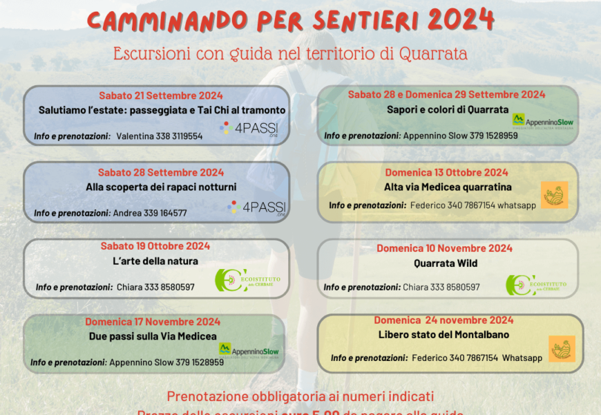 CAMMINANDO PER SENTIERI 2024. QUARRATA TRA STORIA, SAPORI E NATURA