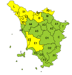 NUOVA ALLERTA DI “CODICE GIALLO” NELLE PROVINCE DI PRATO E PISTOIA