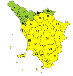 RISCHIO IDRAULICO E IDROGEOLOGICO, CODICE GIALLO PER NOVE PROVINCE