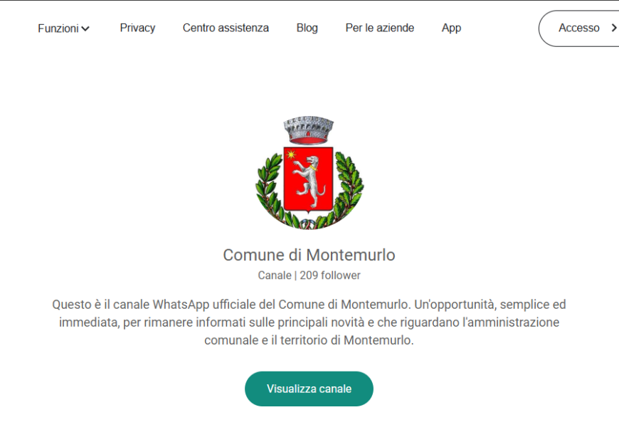 montemurlo. IL COMUNE APRE IL CANALE WTHATSAPP. IL SINDACO CALAMAI: «SEMPRE PIÙ VICINI AI CITTADINI»
